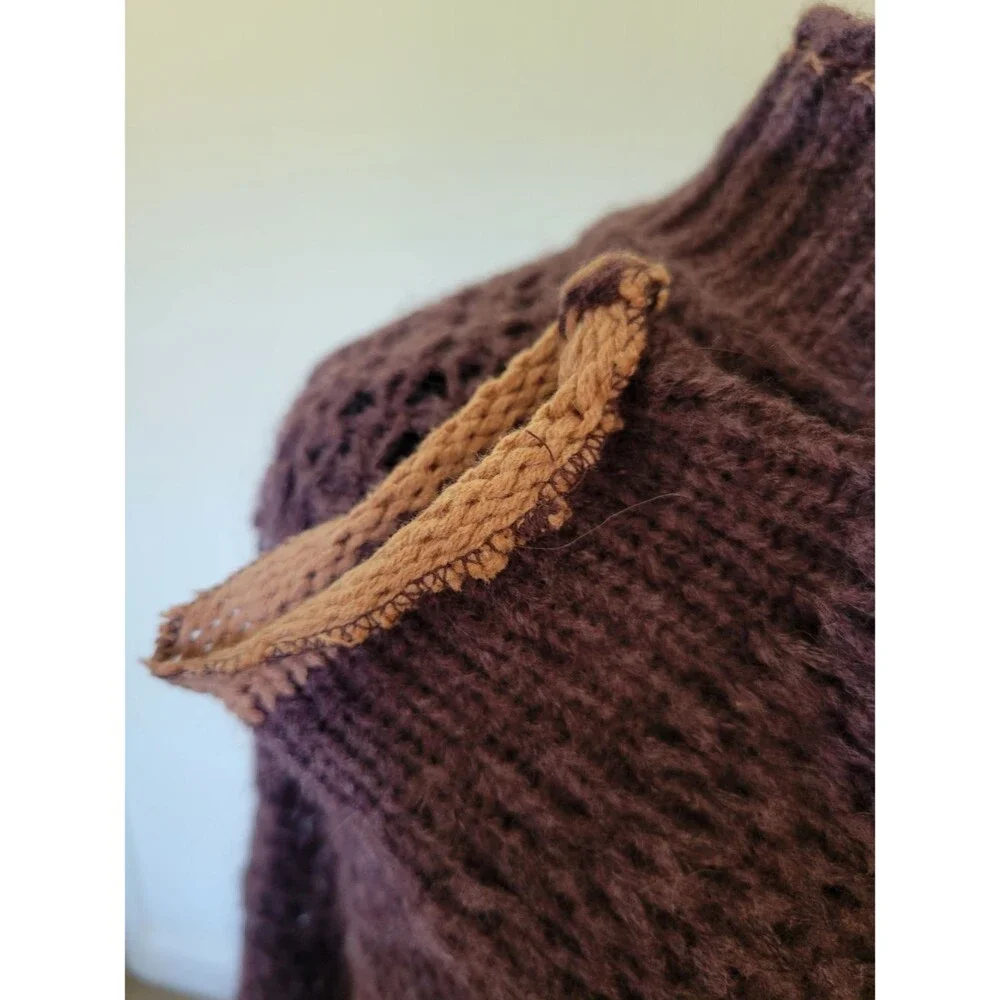 Free People Float On Peplum Sweater Mohair Blackberry Boho Cozy Oversized Neck S